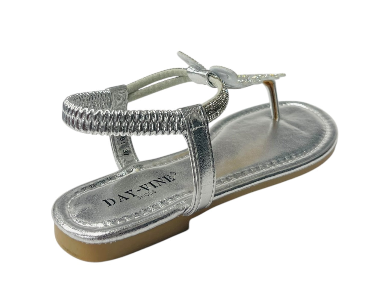 Rhinestone Elastic Ankle Strap Thong Sandals