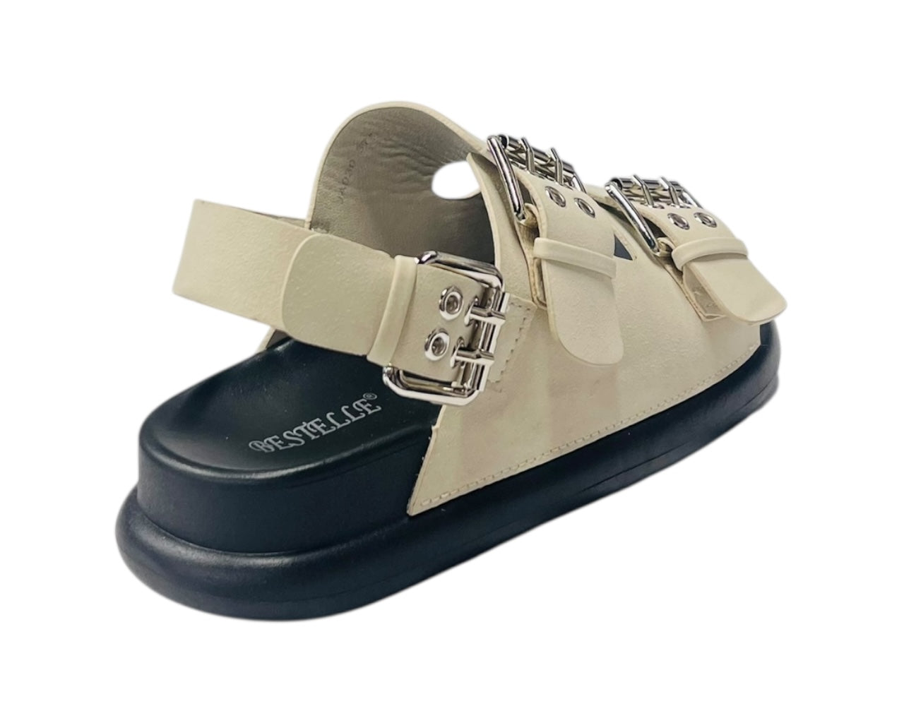 Double Buckle Strap Eyelet Detail Sandals
