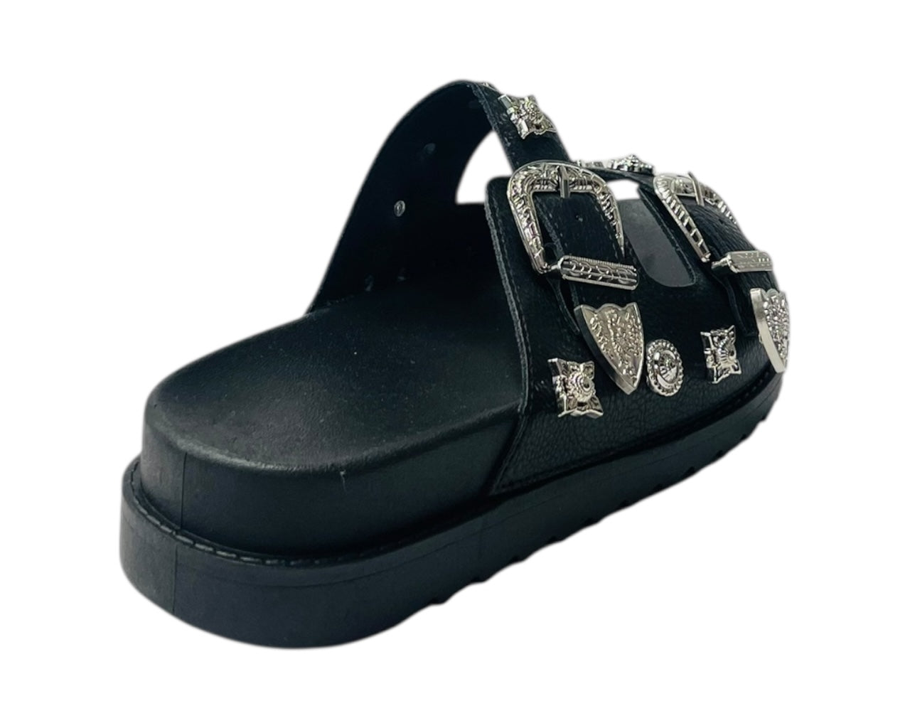 Double Strap Buckle Flat Sole Sandals
