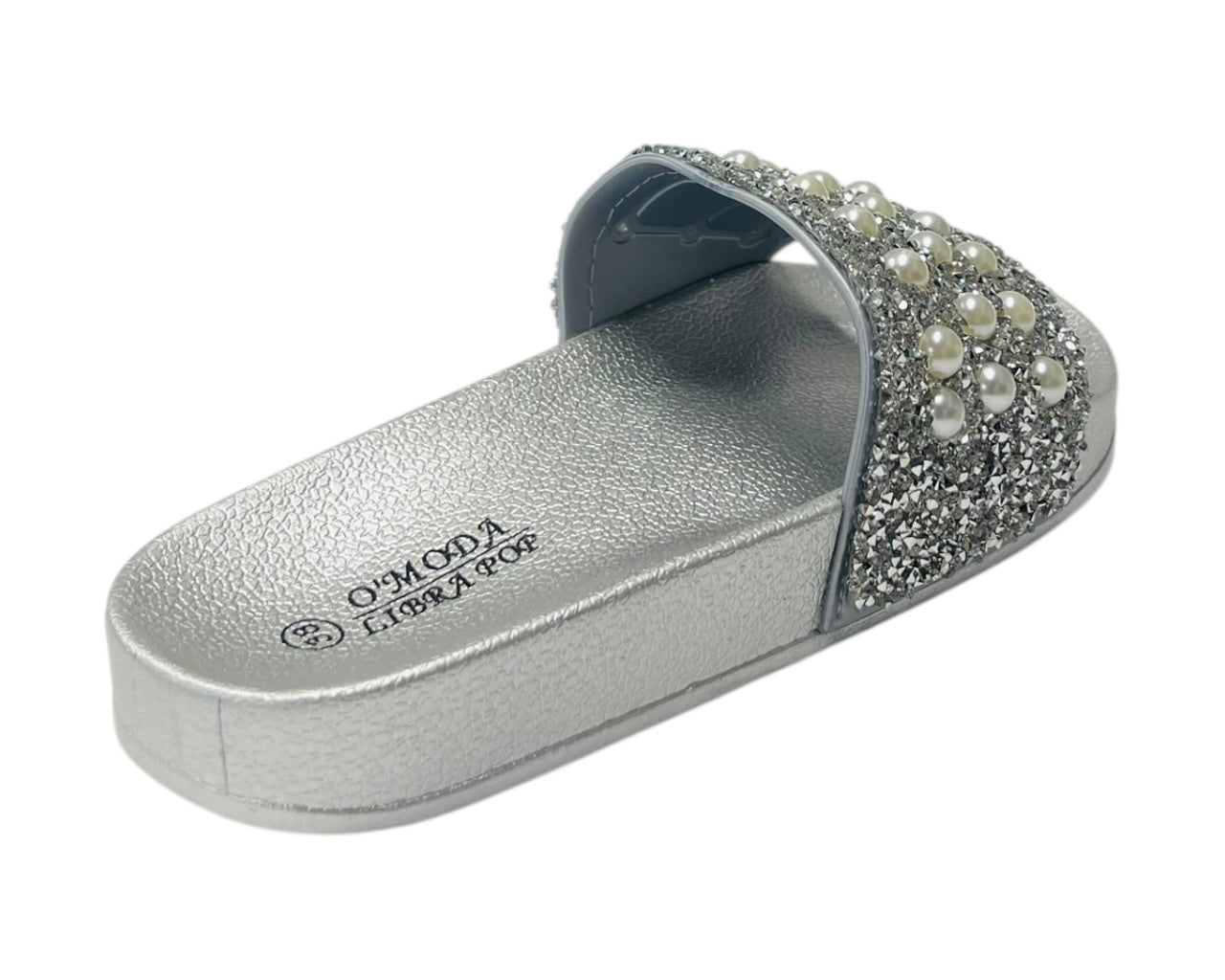 Rhinestone Embellished Flat Slide Sandals