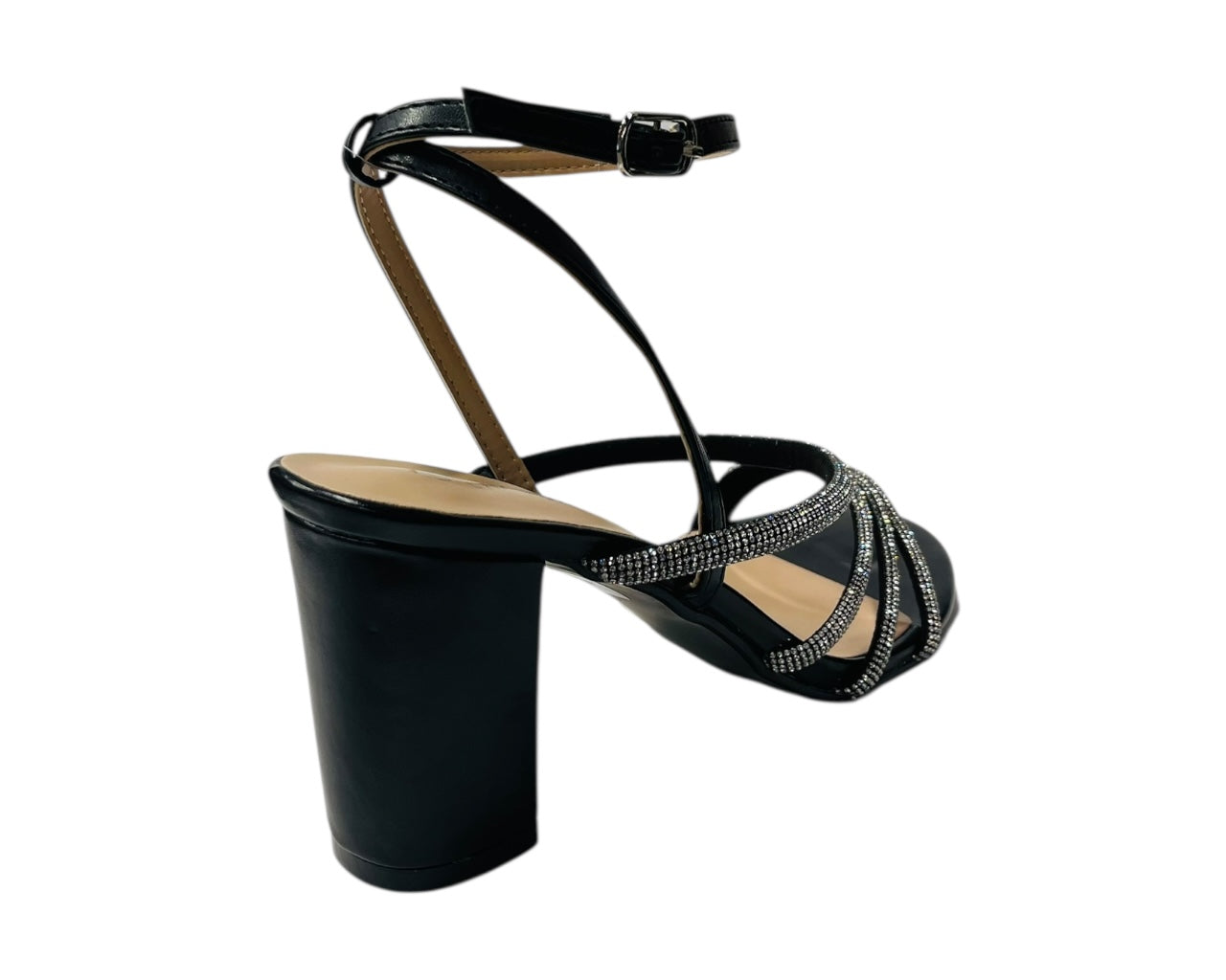 Block Heel Diamante Strappy Shoes