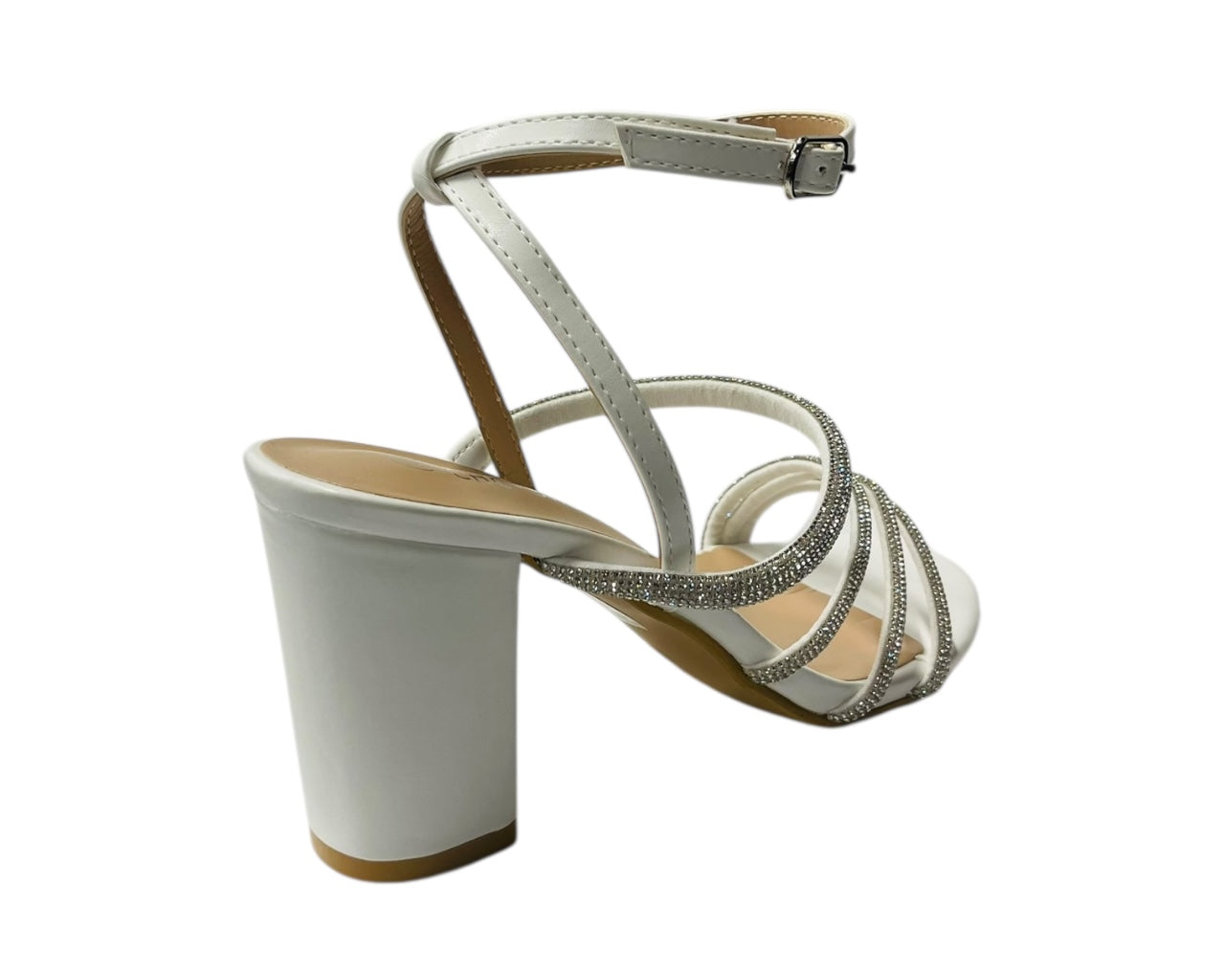 Block Heel Diamante Strappy Shoes