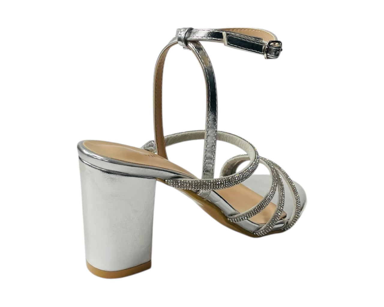 Block Heel Diamante Strappy Shoes