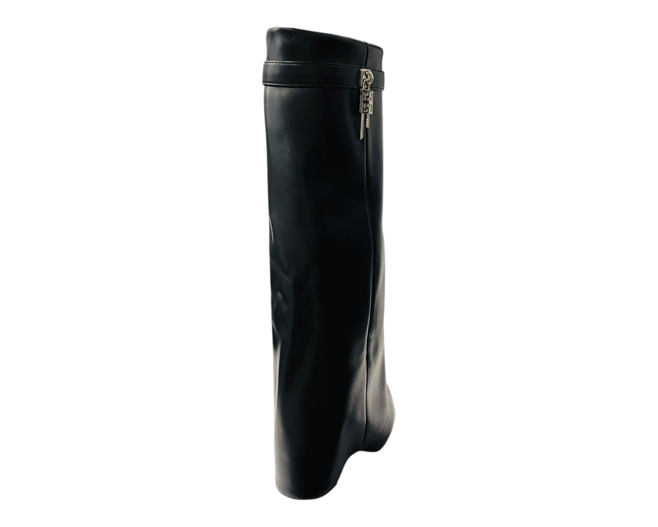 Padlock Details Knee High Fold Over Block Heel Boots