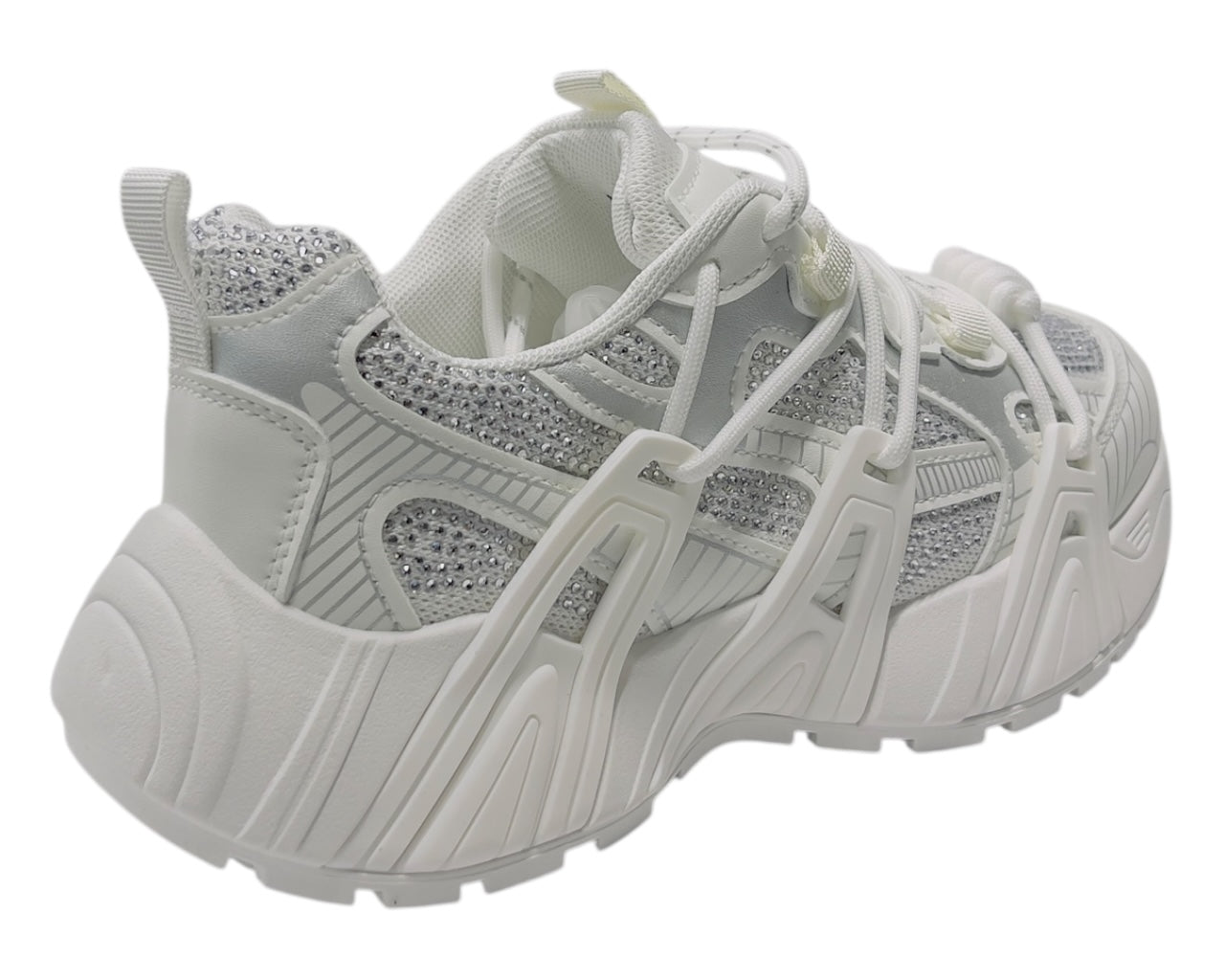 Chunky Sole Rhinestone Lace Up Sports Trainers