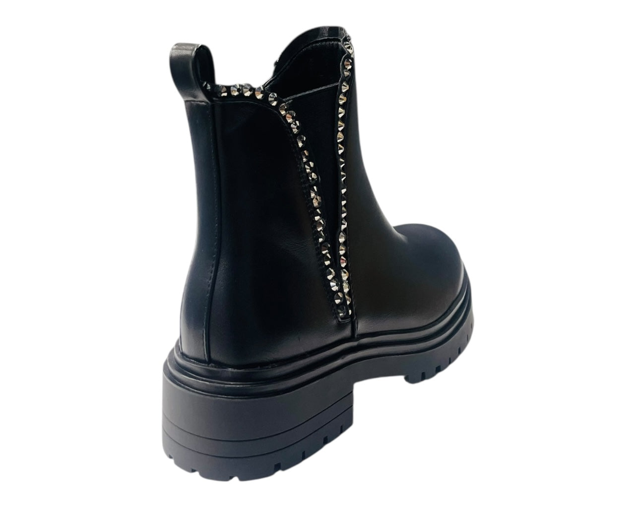 Faux Leather Stud Zip Ankle Boots