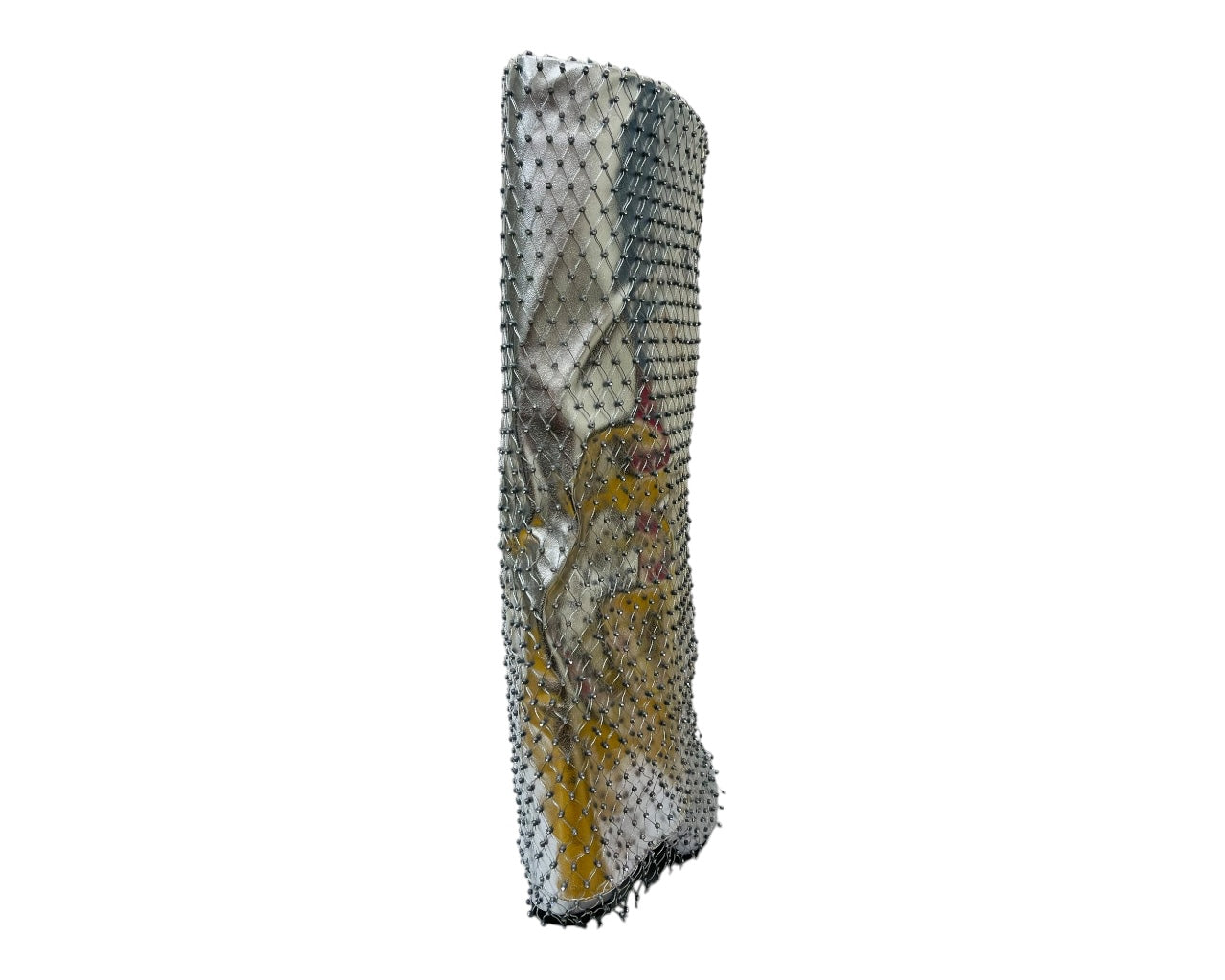 Fold Over Knee High Diamante Fishnet Boots
