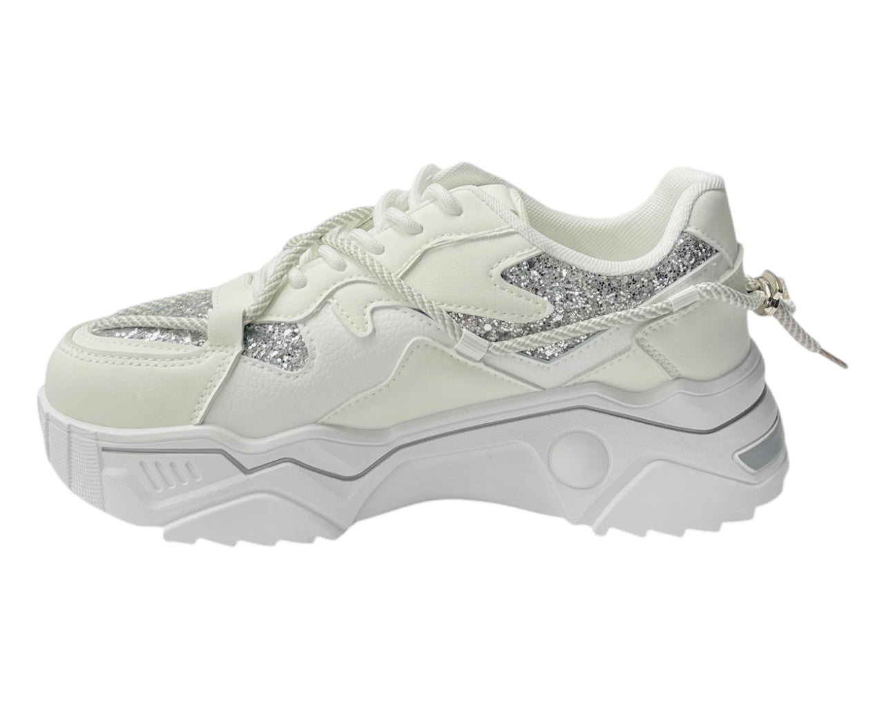 Chunky Sole Glitter Lace Up Trainers