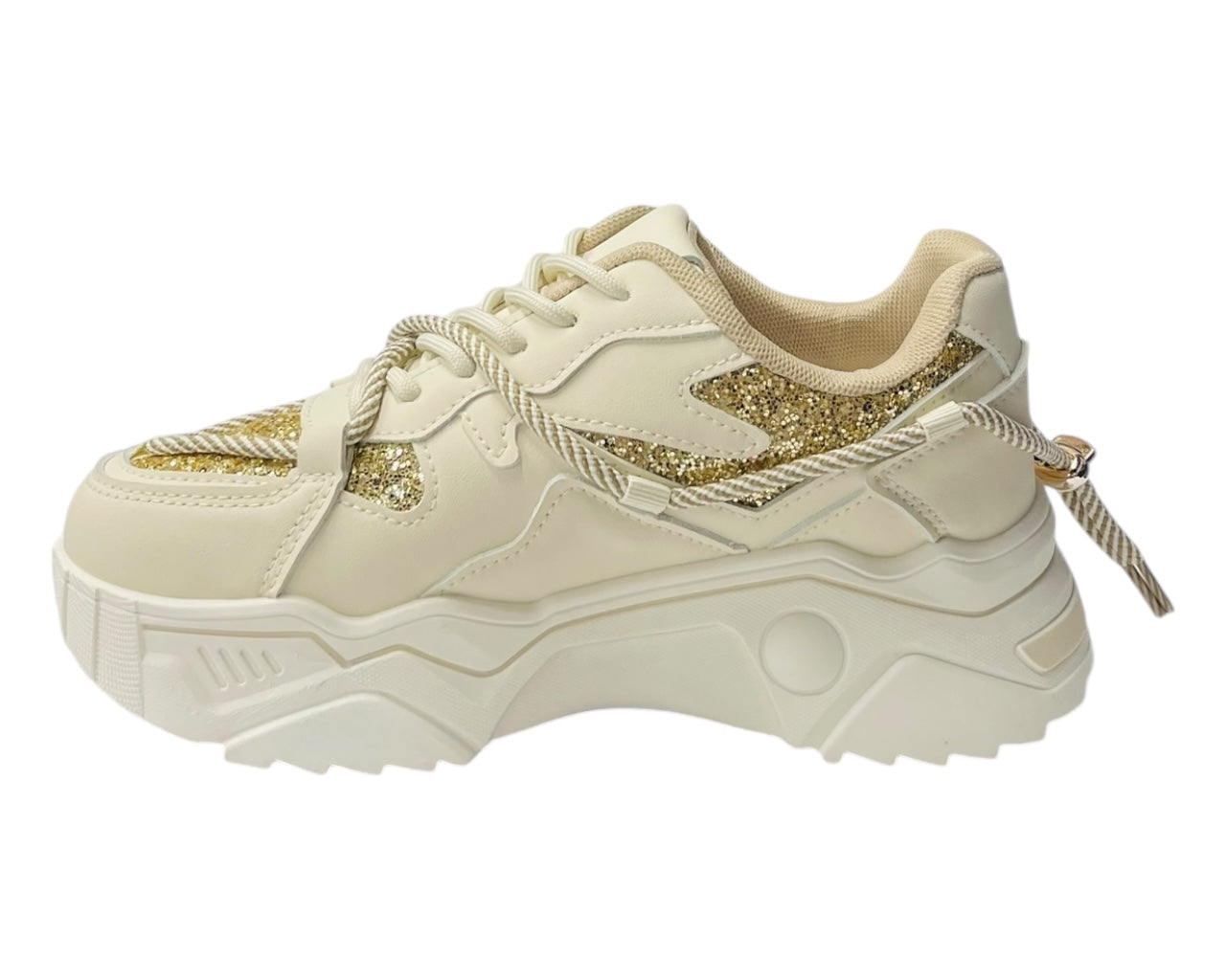 Chunky Sole Glitter Lace Up Trainers