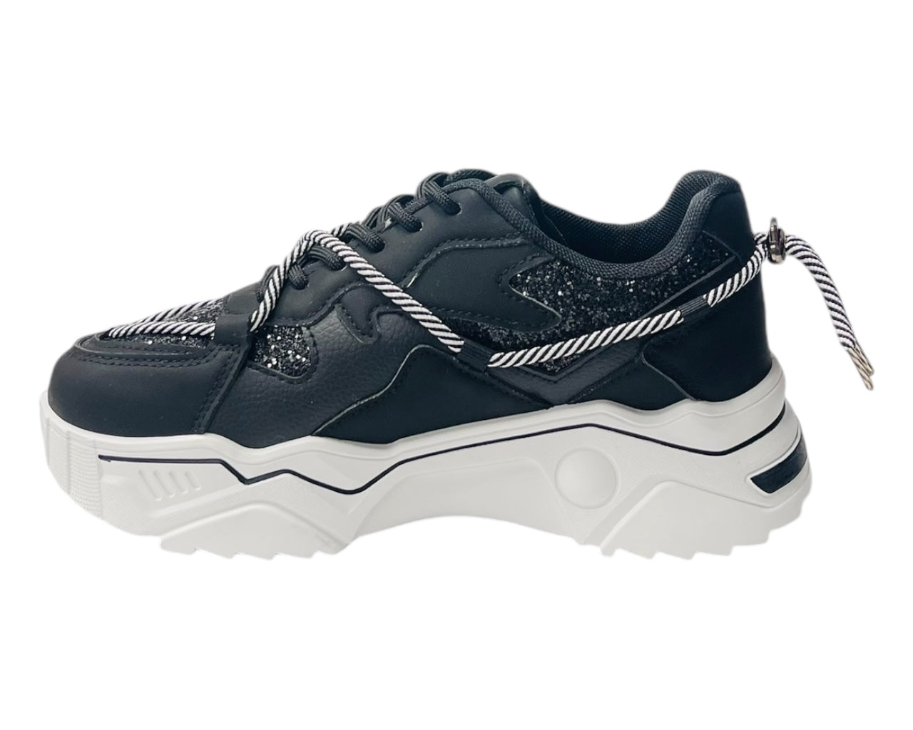 Chunky Sole Glitter Lace Up Trainers