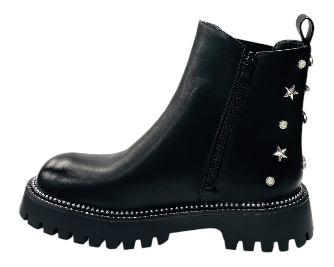 Rhinestone Studded Elastic Zip Ankle Boots