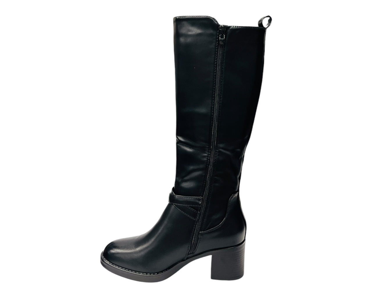 Full Zip Elastic Panel Knee High Boots