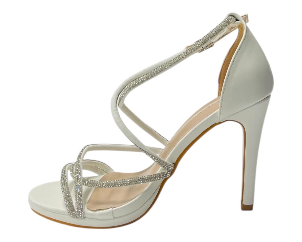 Crossover Stiletto Heel Diamante Strappy Shoes