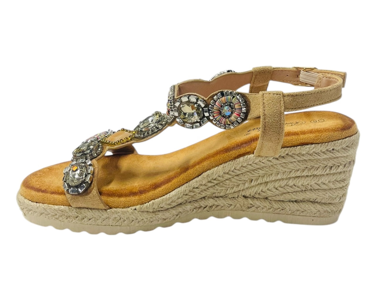 Diamante Espadrilles Wedge Sandals