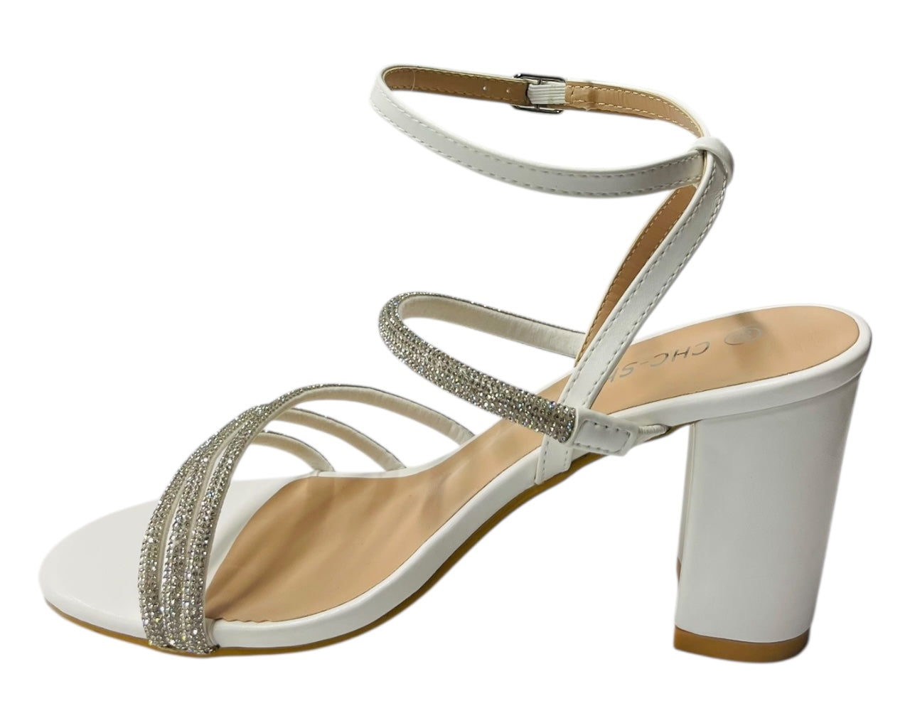 Block Heel Diamante Strappy Shoes