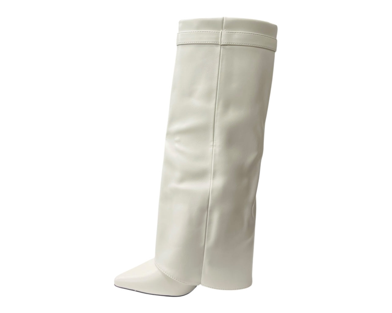 Padlock Details Knee High Fold Over Block Heel Boots
