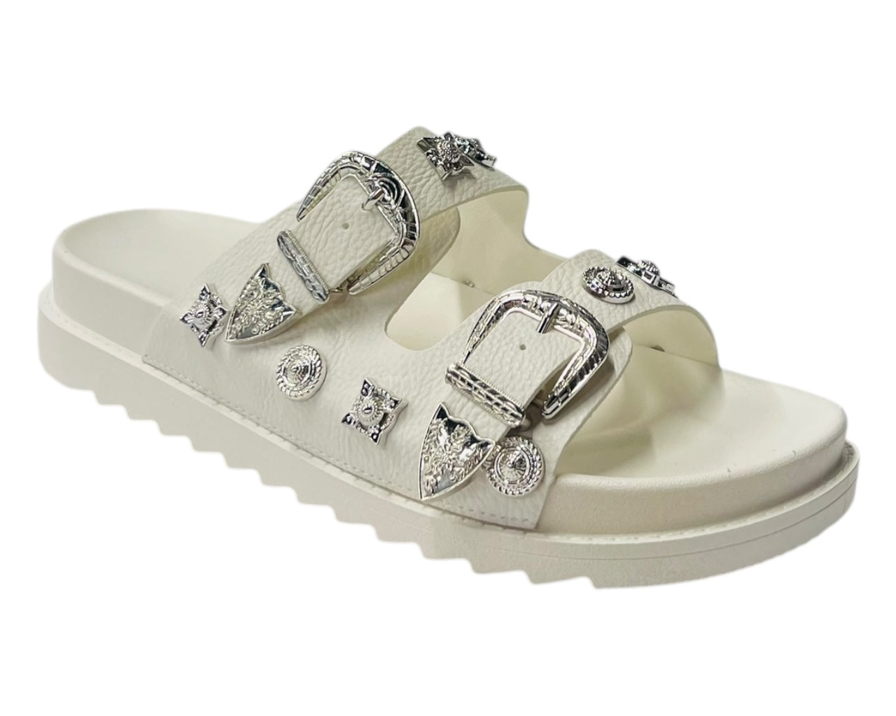 Double Strap Buckle Flat Sole Sandals