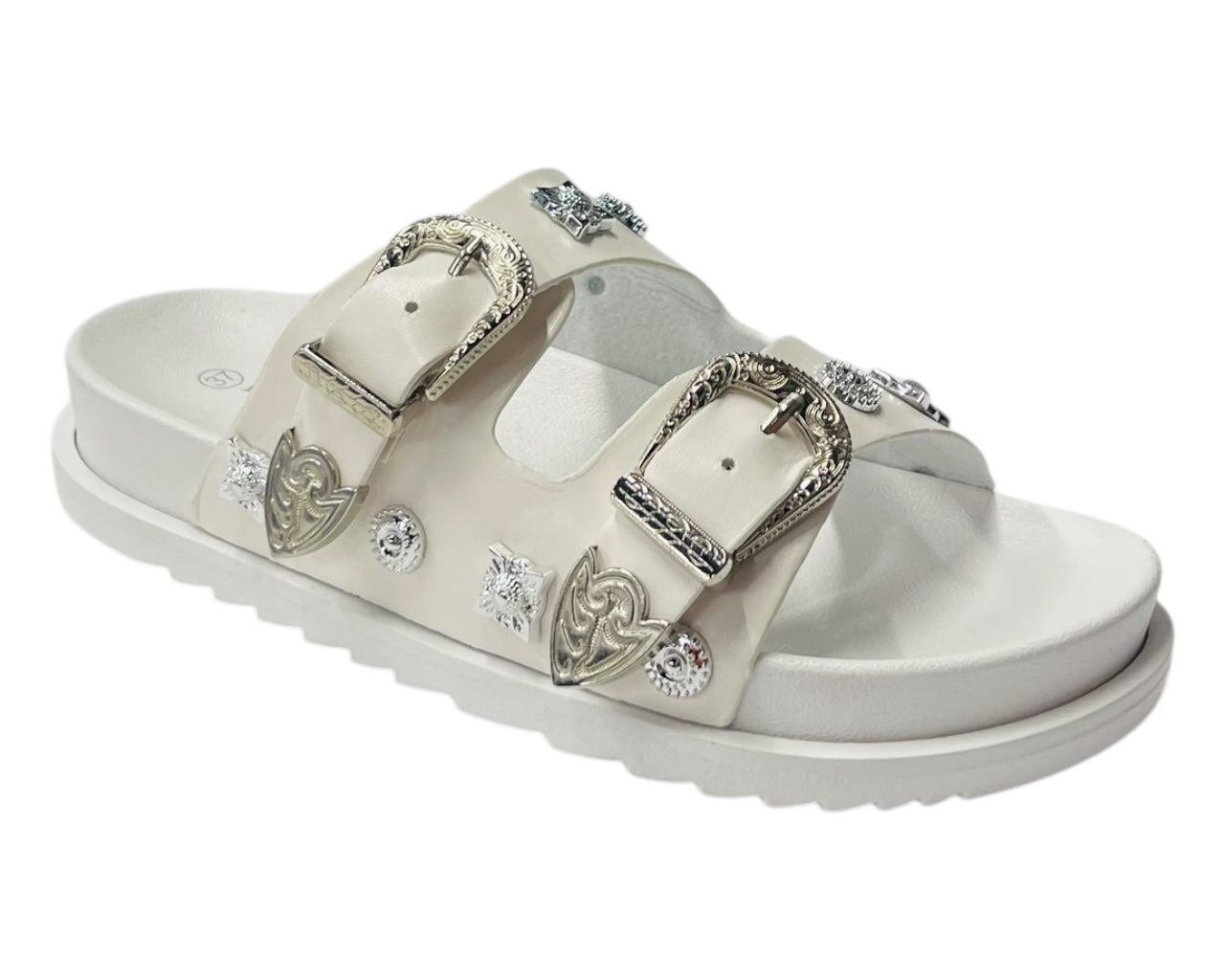 Flat Sole Double Strap Buckle Sandals