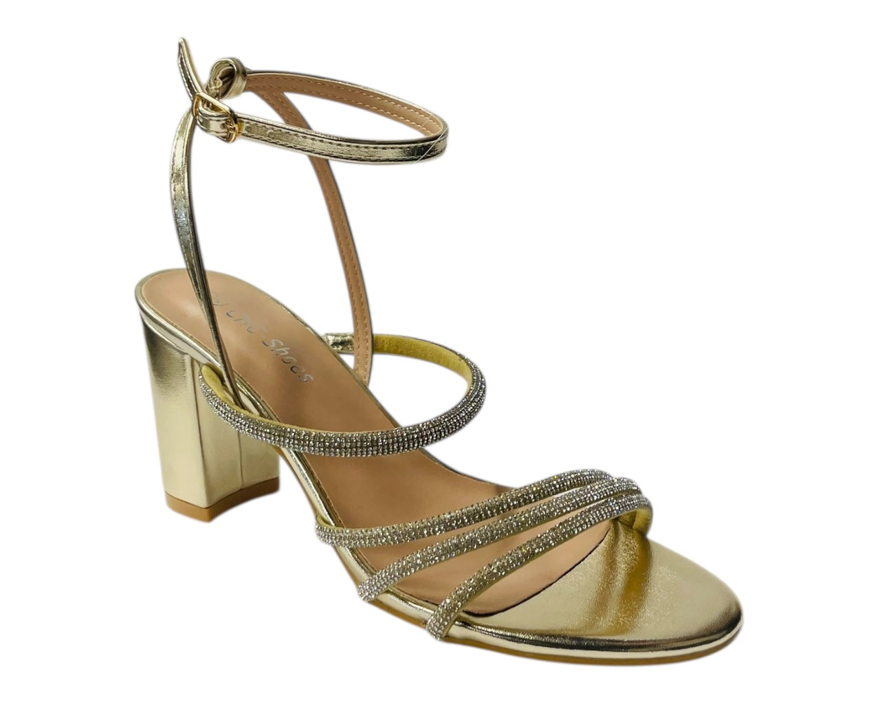 Block Heel Diamante Strappy Shoes
