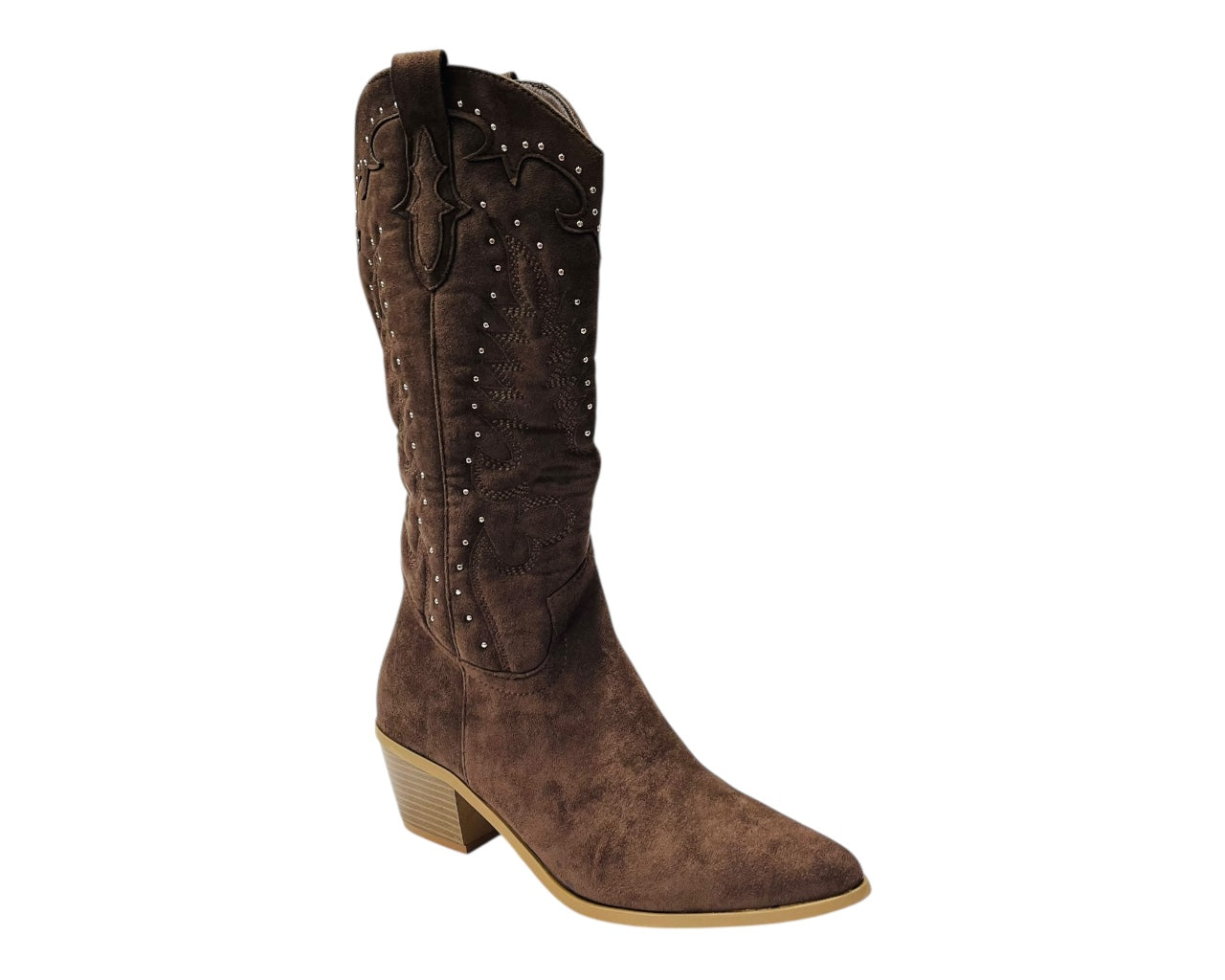 Western Embroidered Mid Calf Cowboy Boots