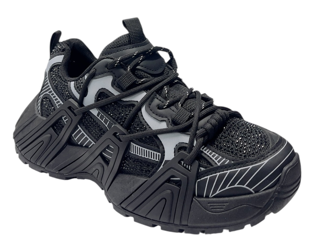 Chunky Sole Rhinestone Lace Up Sports Trainers