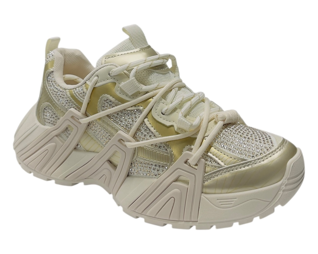 Chunky Sole Rhinestone Lace Up Sports Trainers