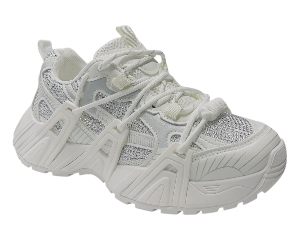 Chunky Sole Rhinestone Lace Up Sports Trainers