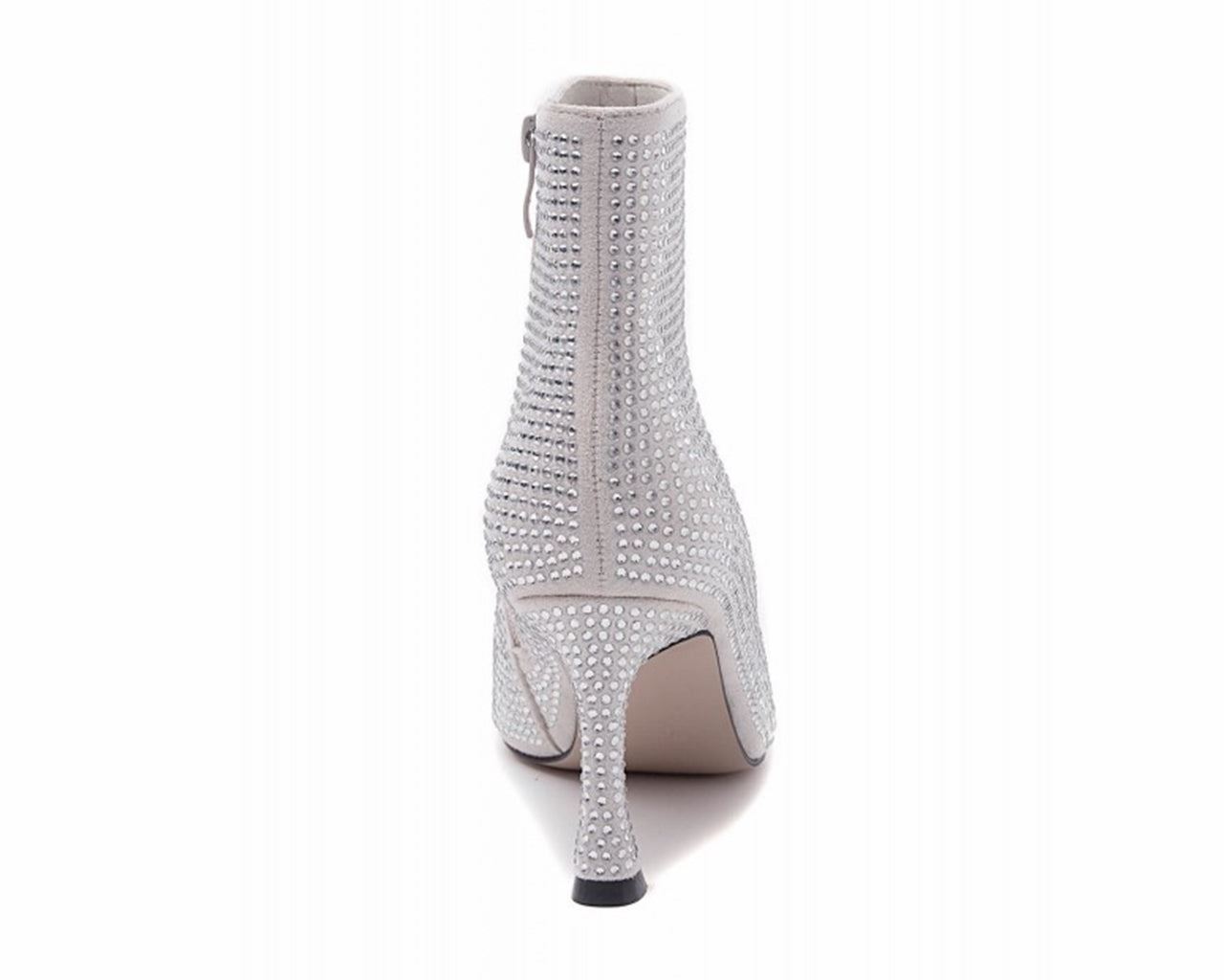 Rhinestone Zip Ankle Boots Silver