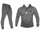 Mens GymGear Hooded Fleece Tracksuits Grey