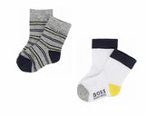 Hugo Boss Baby's J00080 M01 Two Pair Pack Socks Grey White
