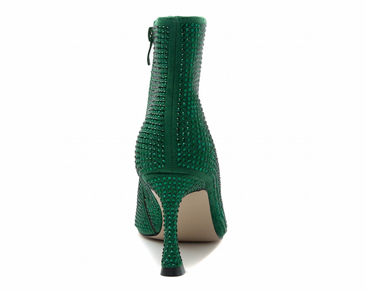 Rhinestone Zip Ankle Boots Green