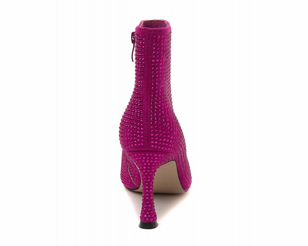 Rhinestone Zip Ankle Boots Fuchsia