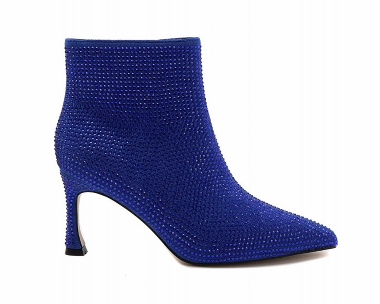 Rhinestone Zip Ankle Boots Blue