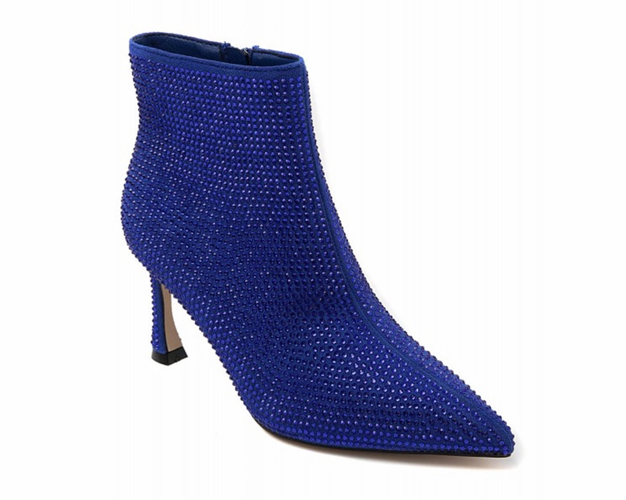 Rhinestone Zip Ankle Boots Blue