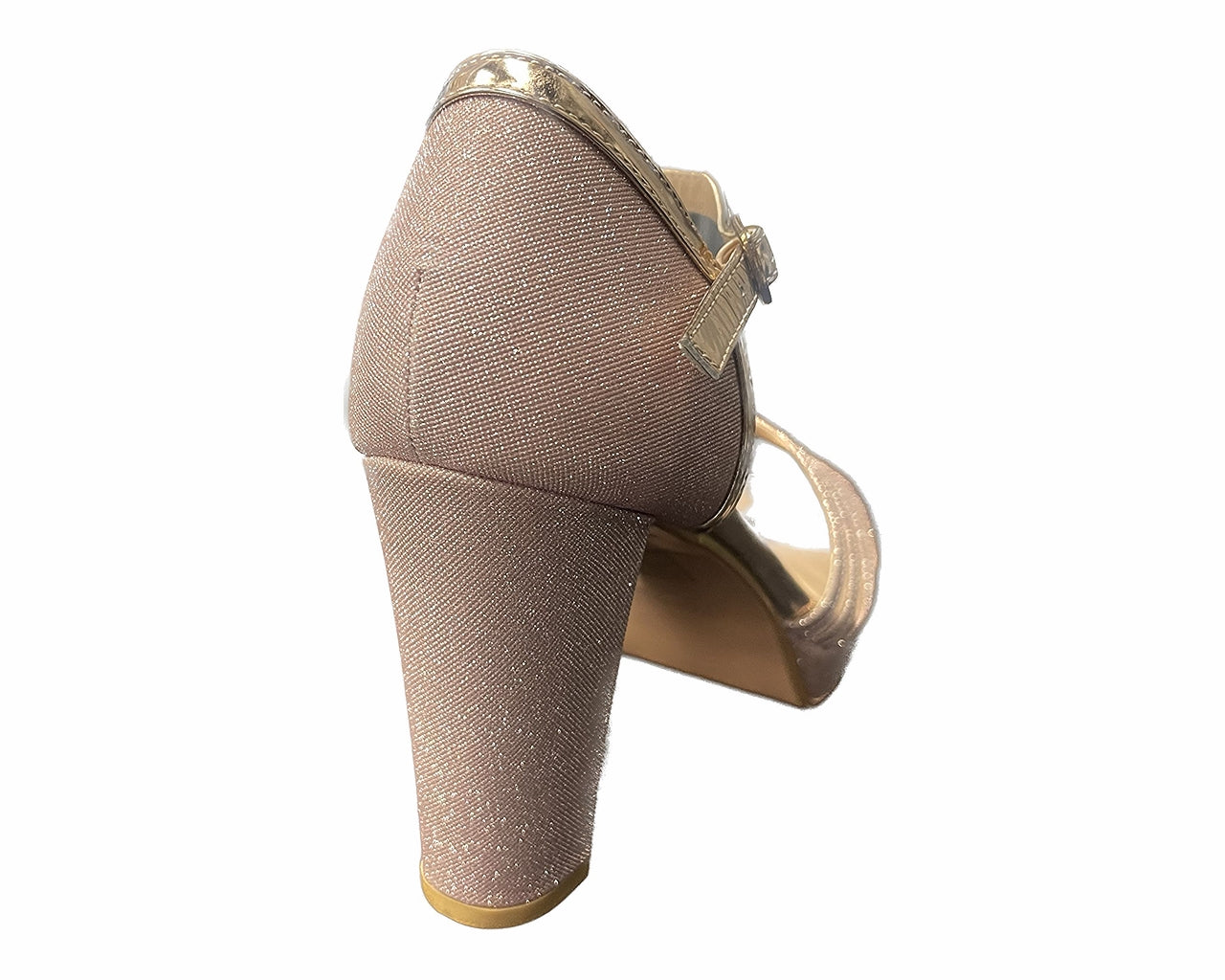 Glitter Ankle Strap Block Heels Shoes