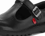 Kickers Junior's Kick T Vel Leather T Bar Shoes Black