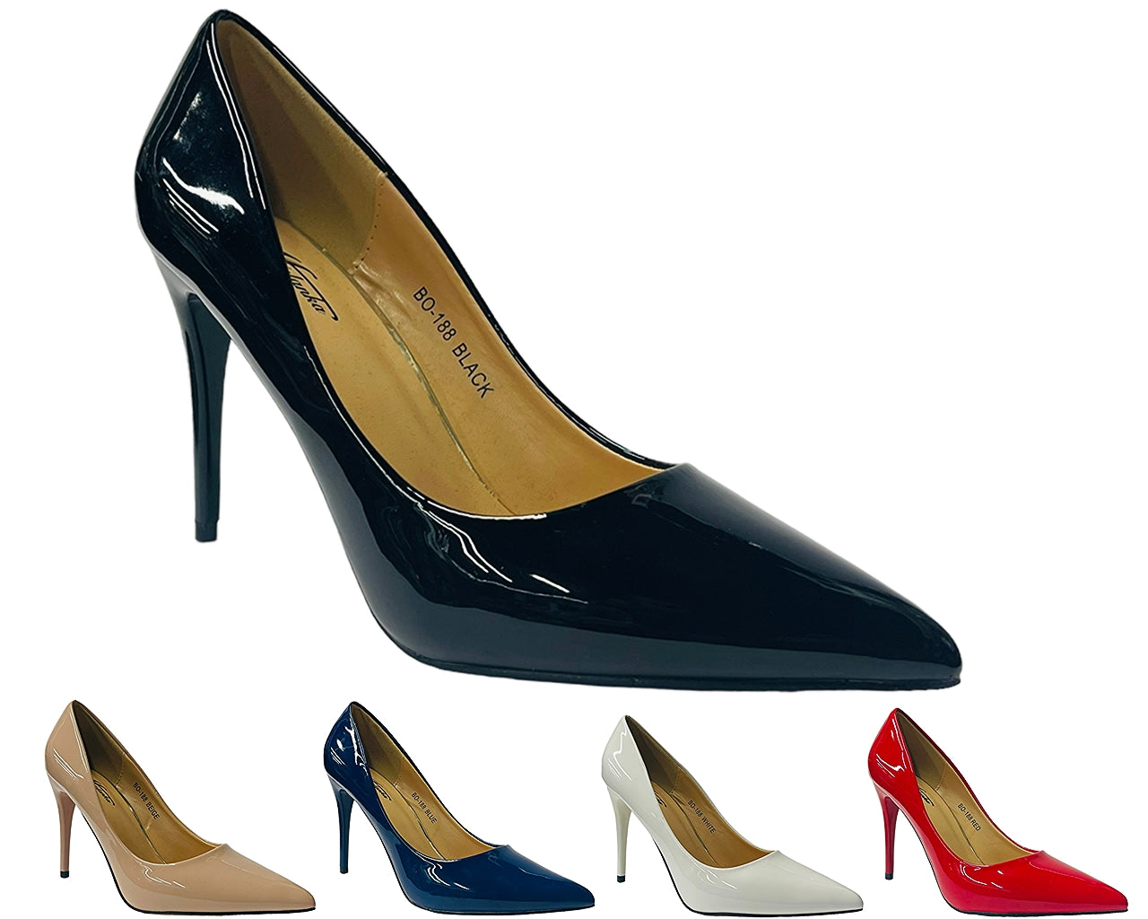 Faux Patent Leather High Stiletto Heel Court Shoes
