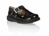 Infants Youths Kickers KICK T CORE 112531 Patent Leather T Bar Shoes Black