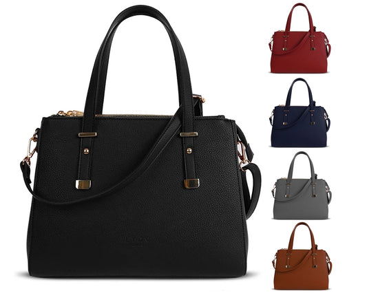 Faux Leather Top Handles Large Shoulder Bag