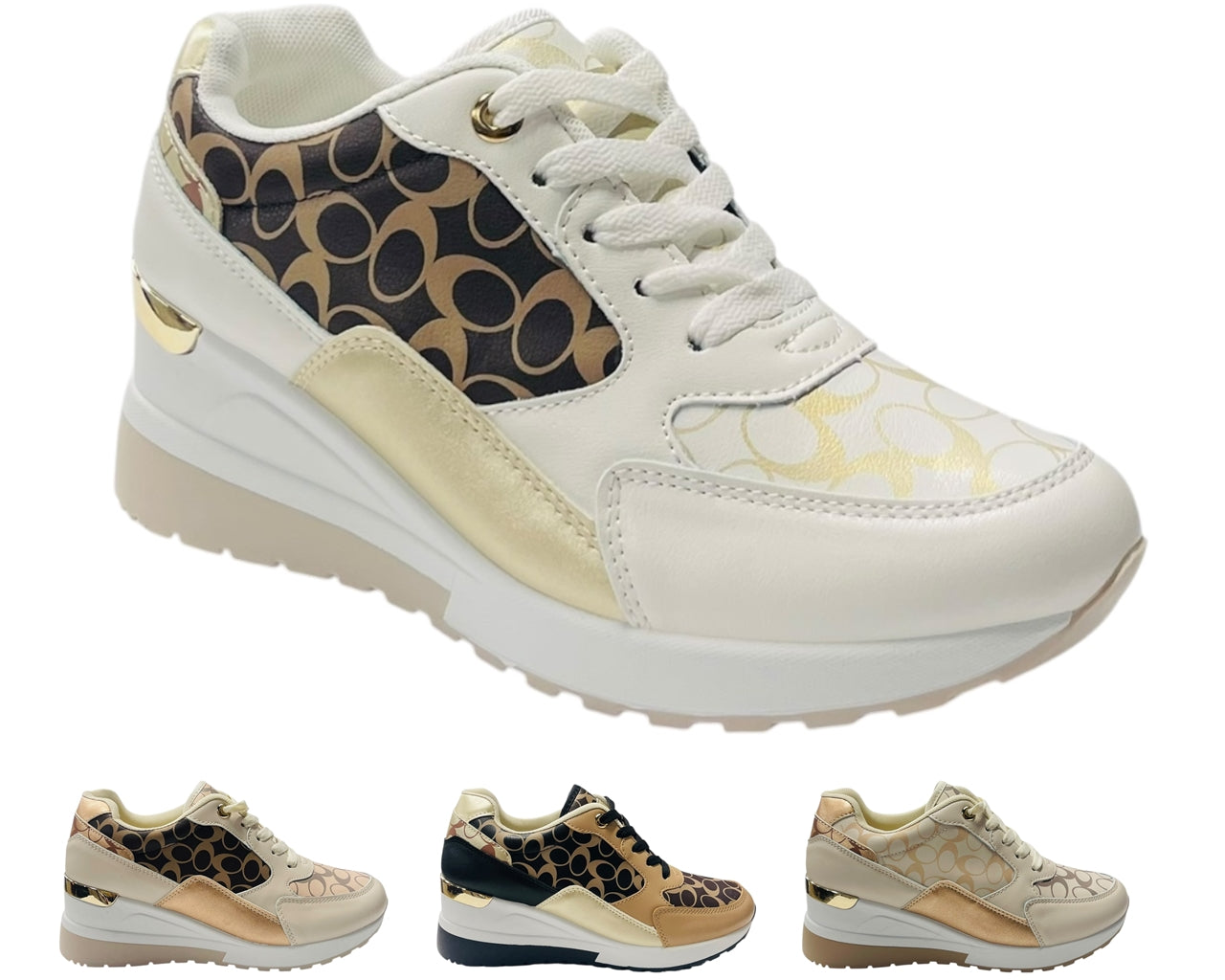 Chunky Sole Lace Up Wedge Trainers