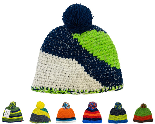 Unisex Hand Made Knitted Beanie Bobble Hat