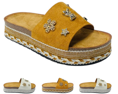 Wide Strap Padded Mules Sandals
