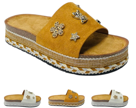 Wide Strap Padded Mules Sandals