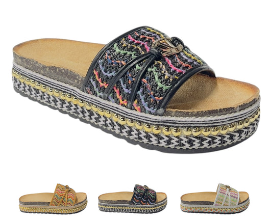 Platform Wide Strap Mules Sandals