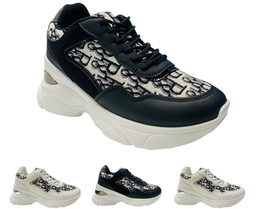 Chunky Sole Lace Up Wedge Trainers