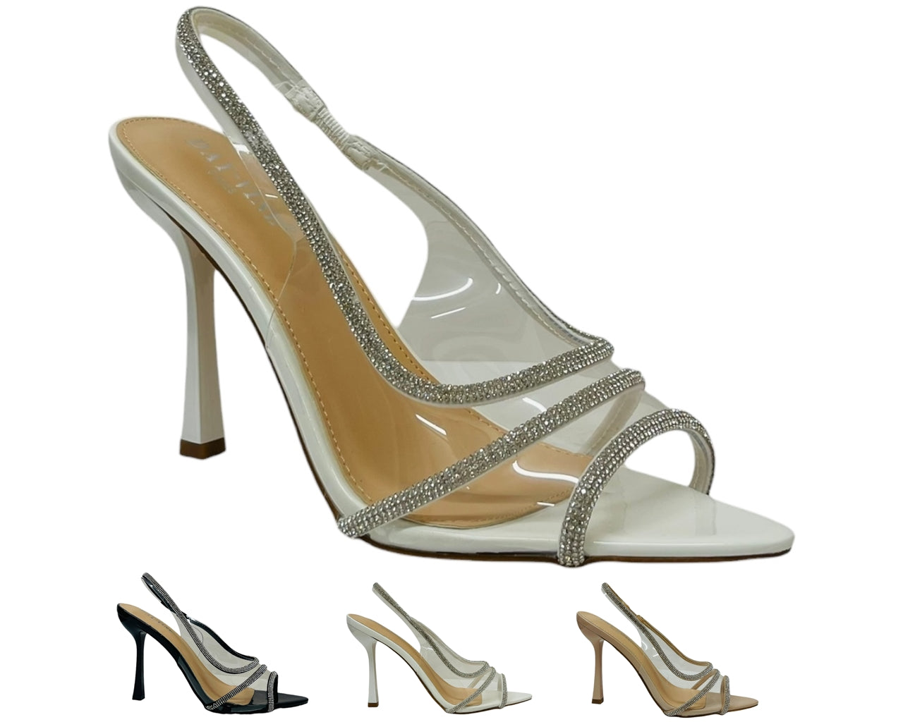 Clear Perspex Diamante Slingback Sandals