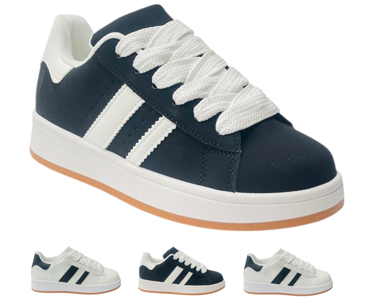 Faux Leather Sports Lace Up Trainers