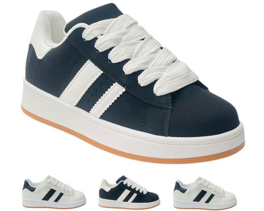 Faux Leather Sports Lace Up Trainers