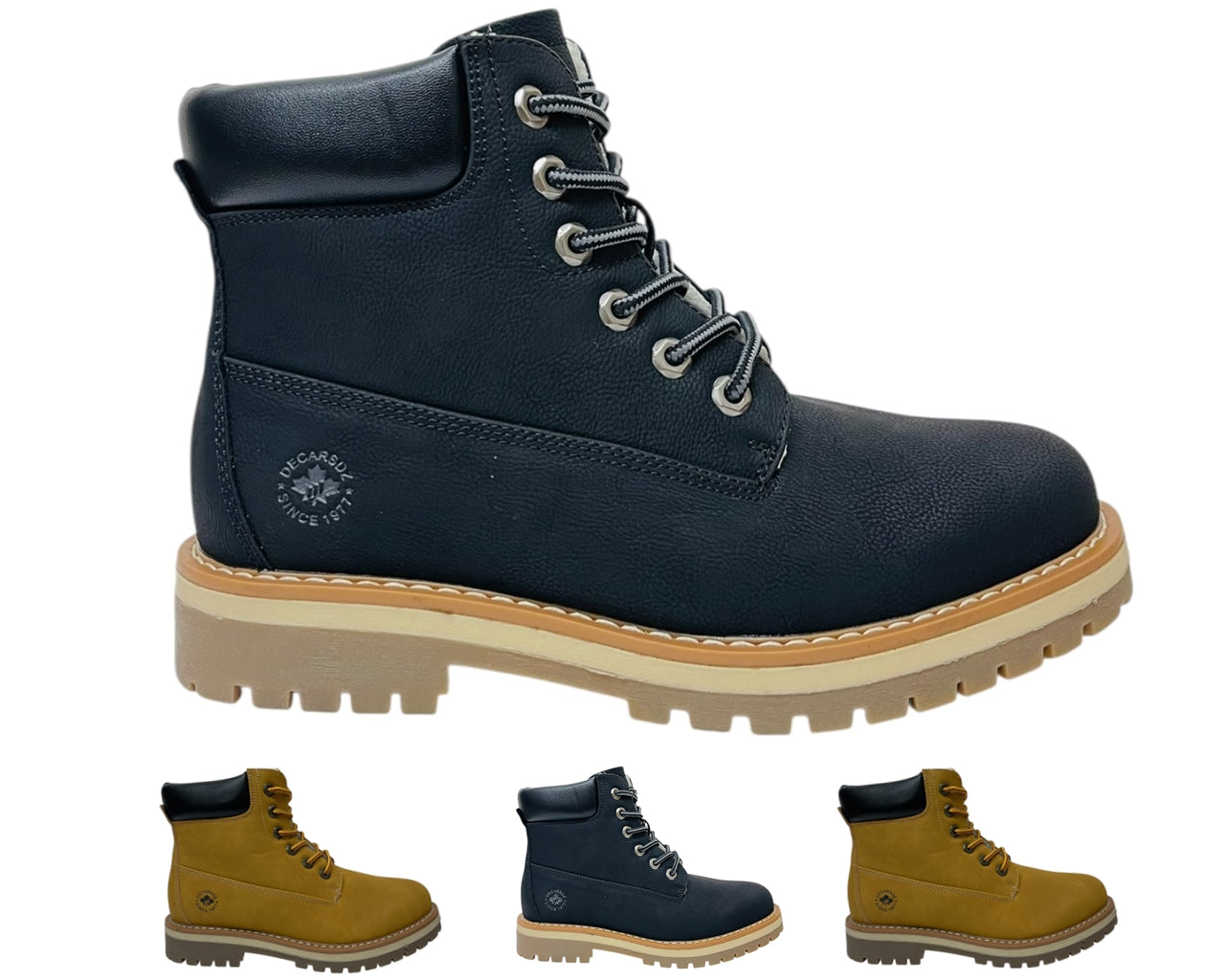 6 Eyelet Faux Leather Lace Up Ankle Boots