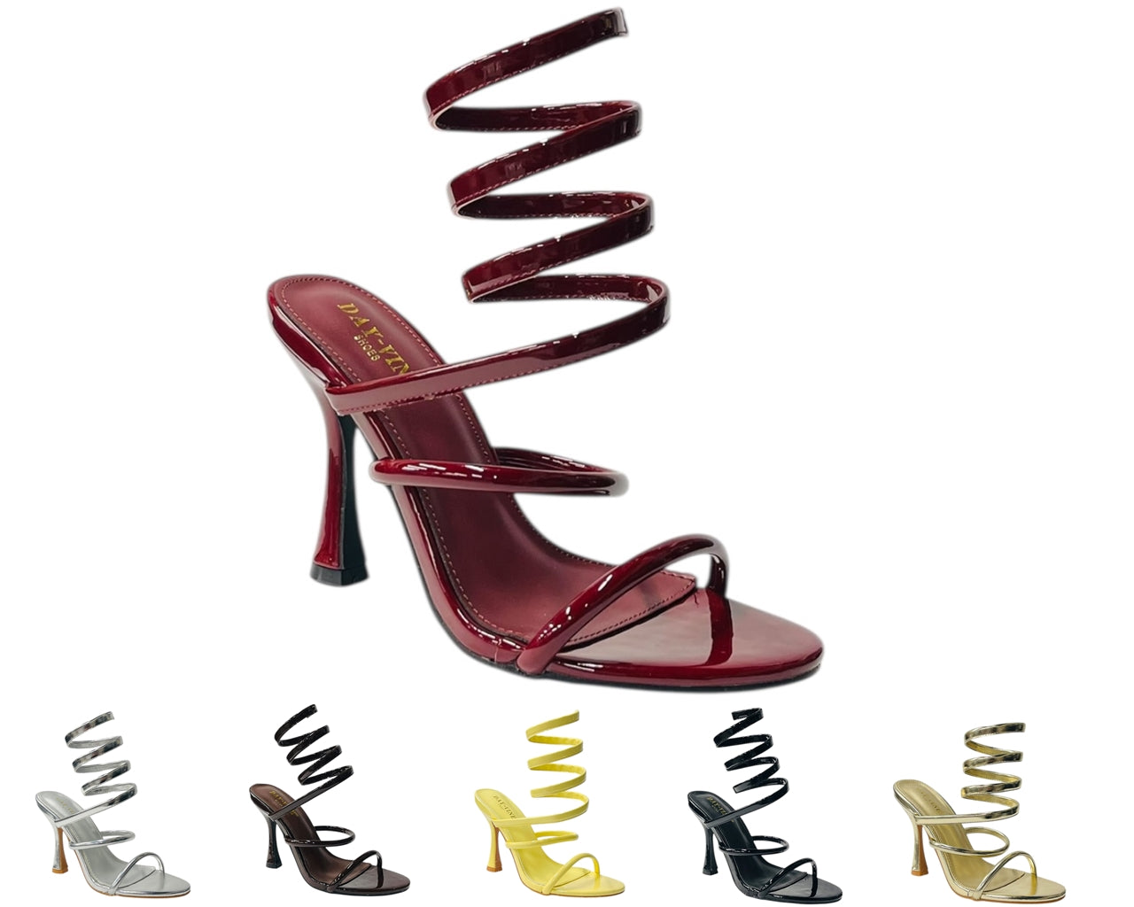 Snake Anklet Round Toe High Heel Sandals